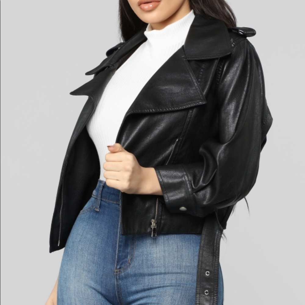 Oversized faux leather jacket